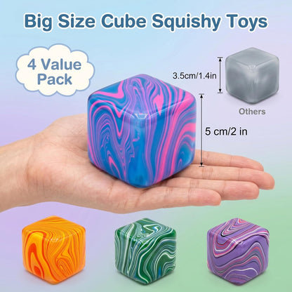 4 Pack Stress Balls Squishy Toys, 2 Inch Stress Relief Squeeze Toys