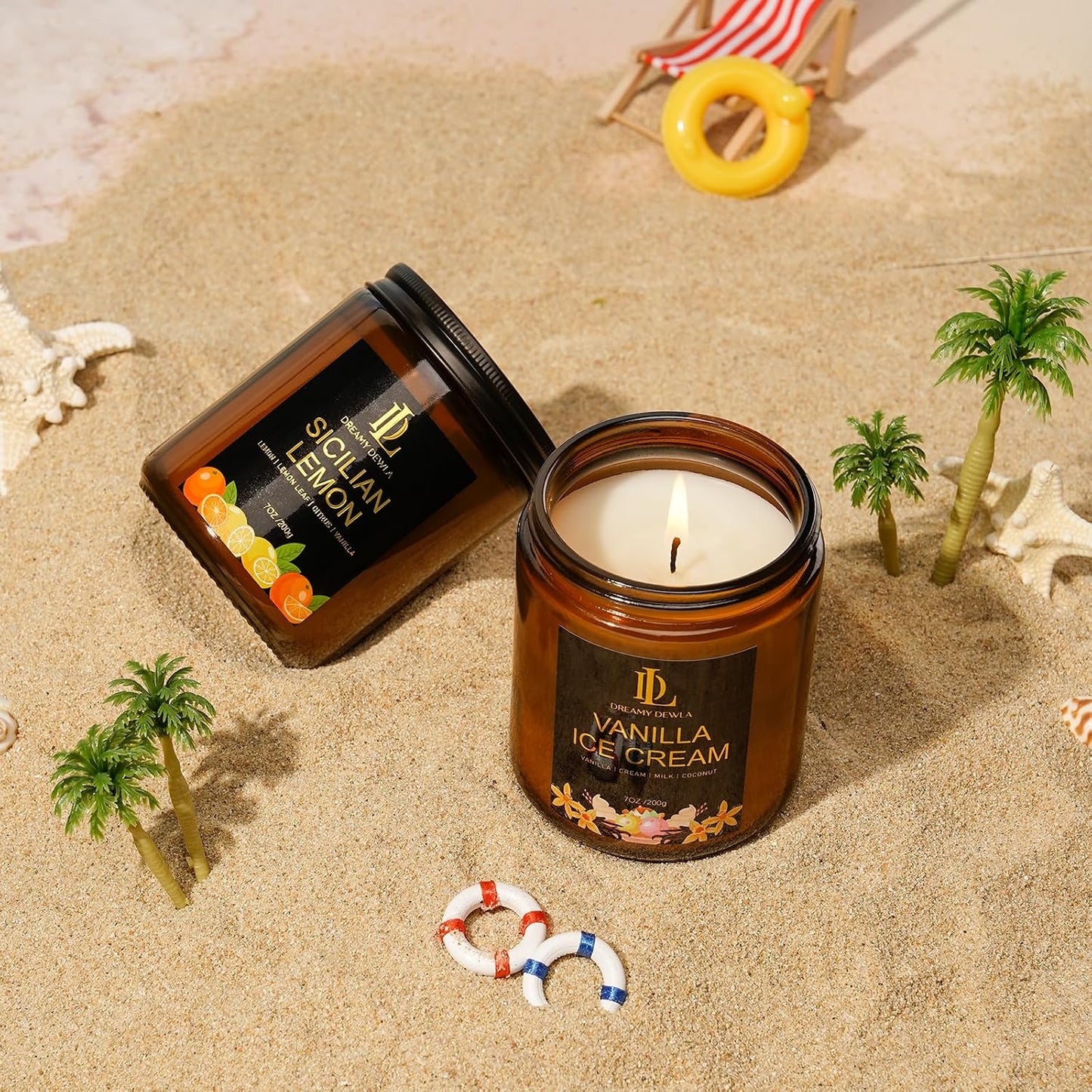 Scented Candles Set, 4 Pack Soy Candles for Home Scented, Candle Gifts for Women Men, 28oz 200 Hours Burn, Scents of Pineapple Cocktail/Coconut Vanilla/Pink Sands/Bahamian Breeze