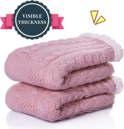 SDBING Women's Winter Super Soft Warm Cozy Fleece Lined Fuzzy Slipper Socks with Grippers