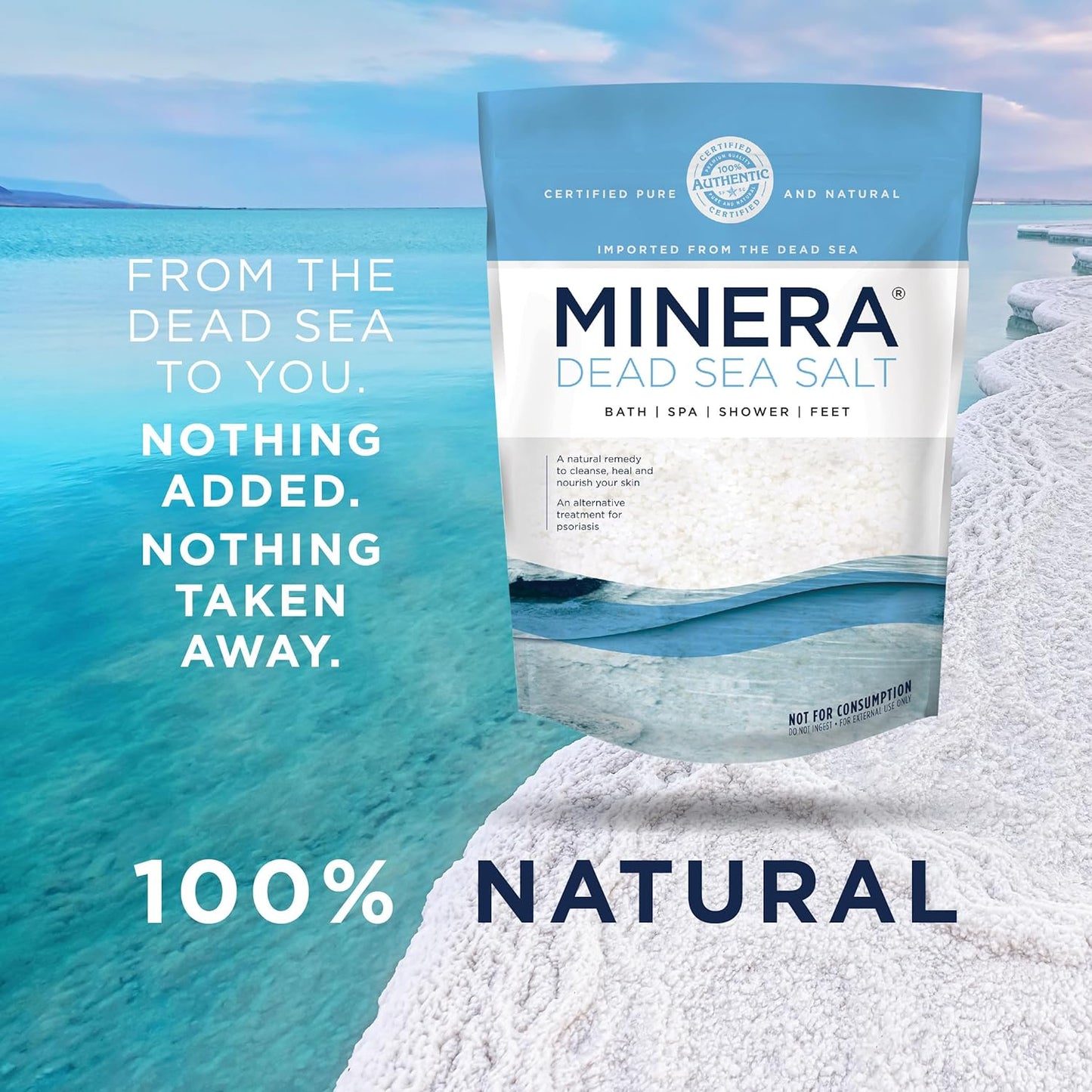 Minera Fine Grain Dead Sea Salt for Bath & Soaking, 100% Pure, 2 lb