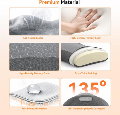Yunari 2026 Upgraded Cordless 3-in-1 Lumbar Support Pillow, Triple Fusion Back Massager with Heat, Vibration & Dual Airbag Stretching, Ergonomic Lower Back Pain Relief for Home, Office, Car and Travel