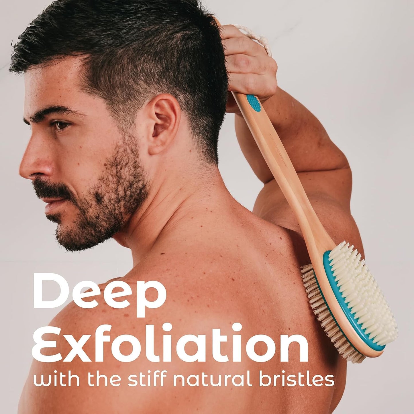 MainBasics Back Scrubber Shower Brush, Lavender, Long Handle