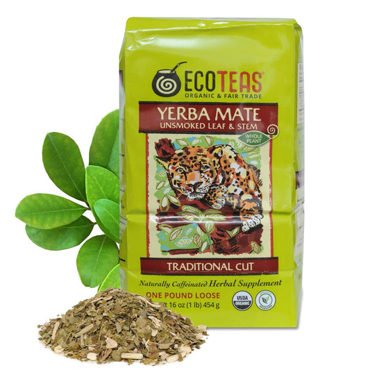 ECOTEAS Organic Yerba Mate Loose Tea Traditional Cut 1 lb Bag Pack of 1