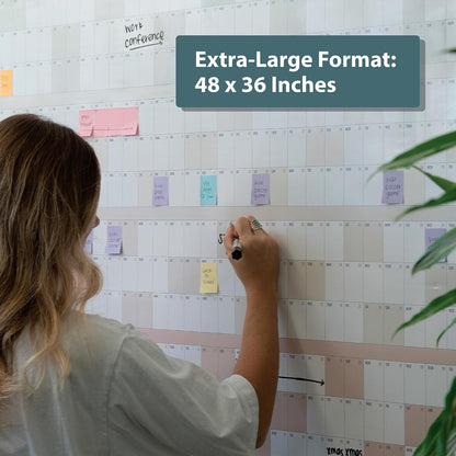ETERNA GOODS Undated Giant Wall Calendar | 4ft x 3ft Full-Year Dry Erase Planner Start Anytime, Own The Year Jumbo Whiteboard Wall Calendar, Includes Markers, Stickers & Mounting Kit, for Home or Office