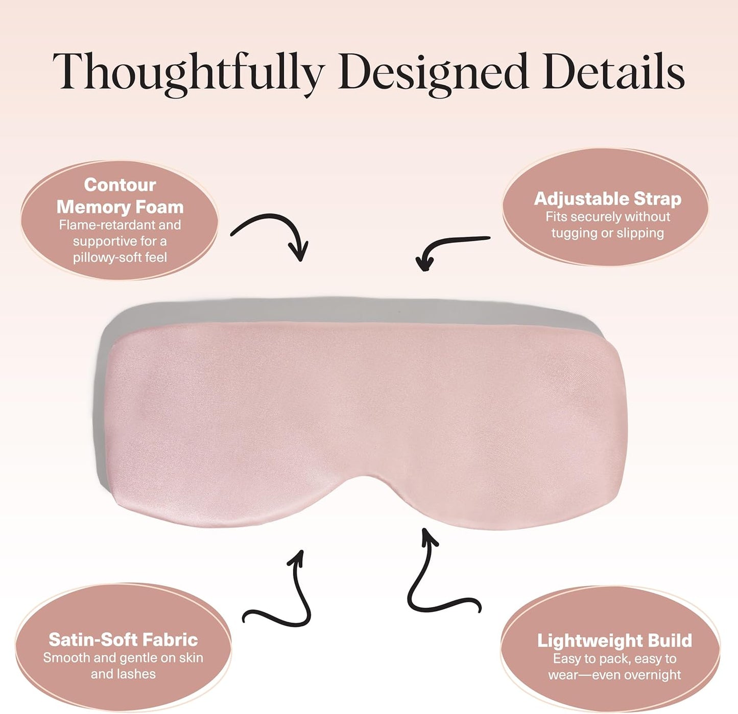 Kitsch Contour Pillow Eye Mask – Softer Than Silk Eye Masks for Sleep, Blindfold Sleep Masks for Women & Men, No Eye Pressure, Lightweight, Eye Care, Travel Essentials - Charcoal