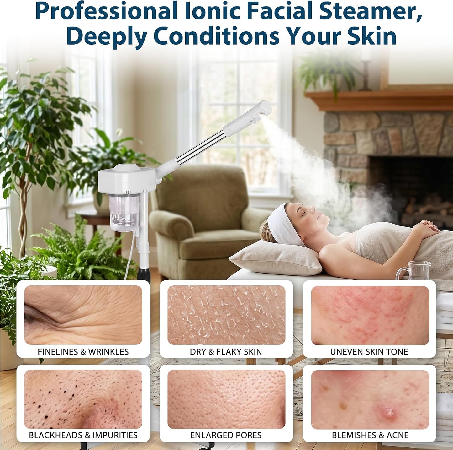Nova Microdermabrasion Professional 2 in 1 Facial Steamer for Face Deep Cleaning Ozone Face Steamer with 5X Magnifying Lamp Hot Mist Function for Salon Spa Home Beauty Equipment