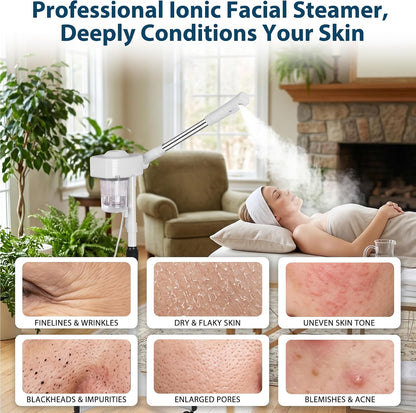 Nova Microdermabrasion Professional 2 in 1 Facial Steamer for Face Deep Cleaning Ozone Face Steamer with 5X Magnifying Lamp Hot Mist Function for Salon Spa Home Beauty Equipment