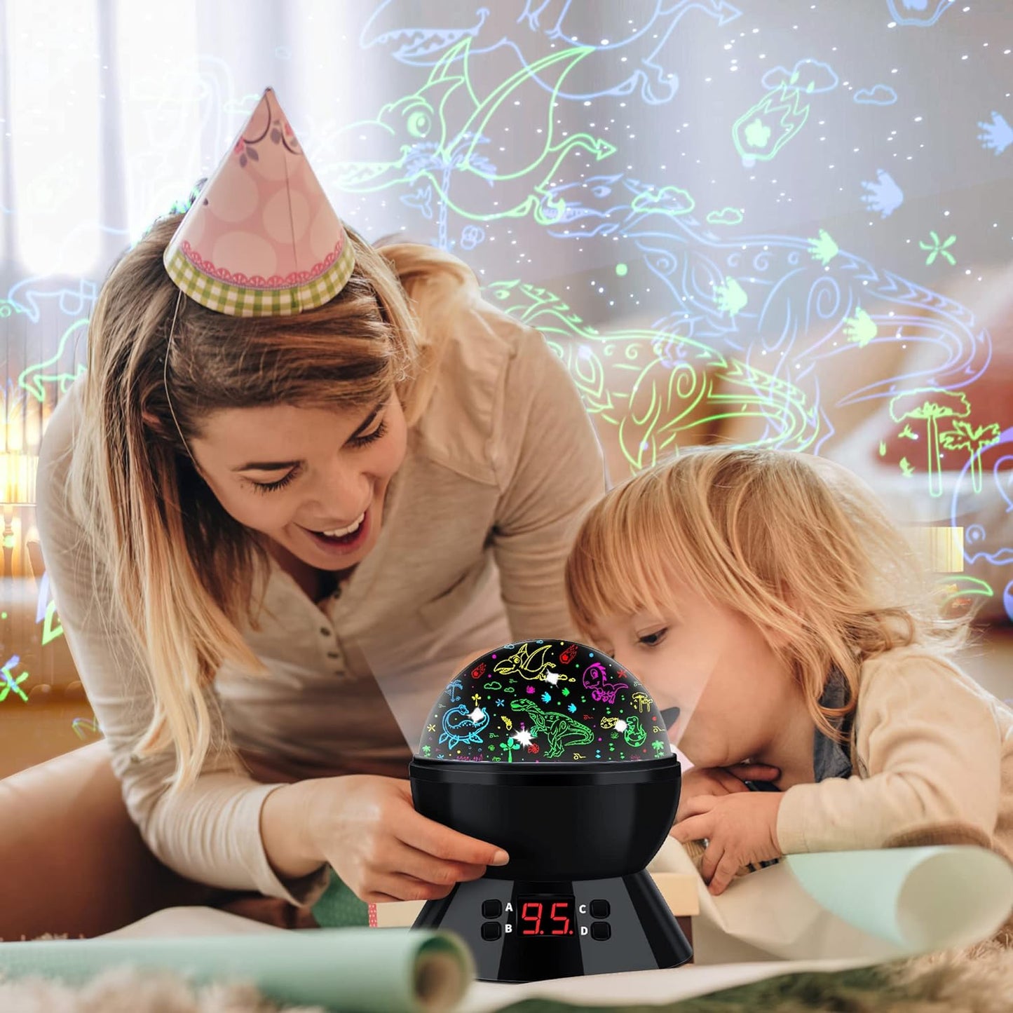 Kids Star Projector Night Light, Star Night Light Projector for Kids, Ceiling Stars Projection Lamp with Timer, 360° Rotating Night Light for Bedroom, Birthday Gift for 3 4 5 Year Old Girls Boys Black