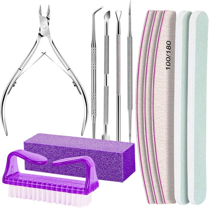 FANDAMEI Nail Care Kit, Nail Files 100/180, Nail Buffer Block, Cuticle Nippers, Cuticle Trimmer, Cuticle Pusher, Nail Tools, Nail Kit, Pedicure & Manicure Tools, Nail Prep Kit, Manicure Kit for Women