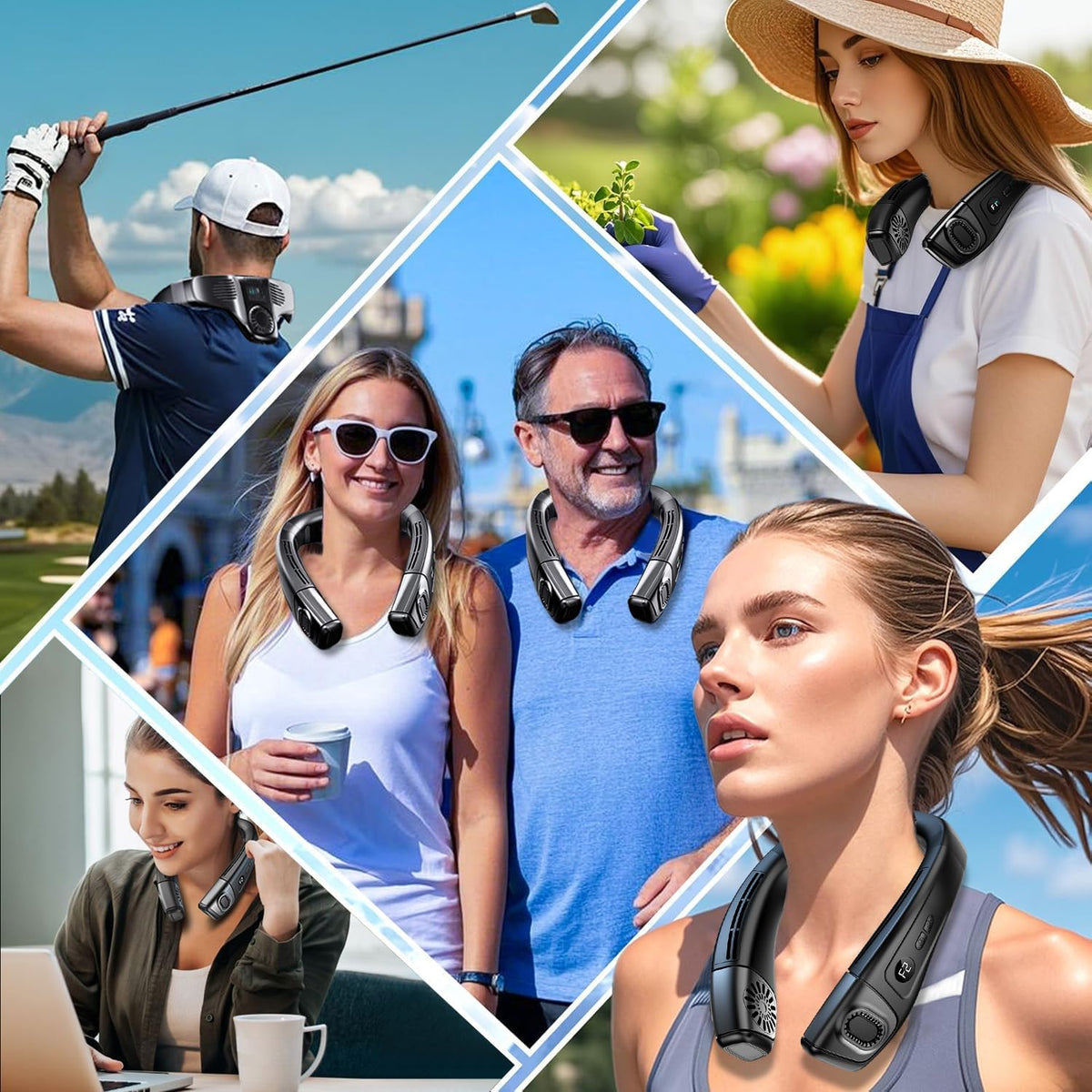 Neck Fan Air Conditioner with Large Cooling Plate, Portable Neck Fans that Blow Cold Air 360° Airflow, Wearable Personal AC Quiet Back Air Outlet 6000mAh Rechargeable,Gifts for Men Women Travel Office