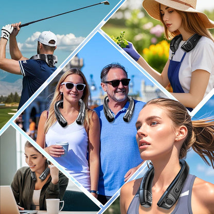 Neck Fan Air Conditioner with Large Cooling Plate, Portable Neck Fans that Blow Cold Air 360° Airflow, Wearable Personal AC Quiet Back Air Outlet 6000mAh Rechargeable,Gifts for Men Women Travel Office