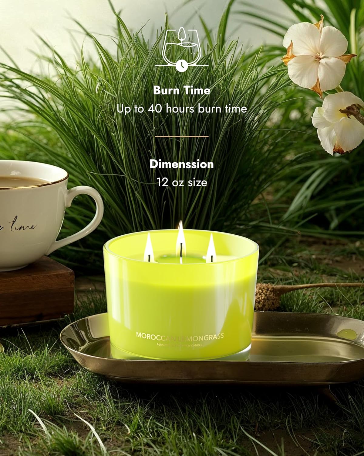 96NORTH Luxury Vanilla Soy Candles | Large 3 Wick Jar Candle | Up to 50 Hours Burning Time | 100% Natural Soy Wax | Relaxing Aromatherapy Aesthetic Candle | Housewarming Gift for Men and Women