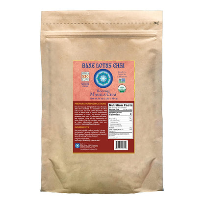 Blue Lotus Chai - Rooibos Flavor Masala Chai - Makes 65 Cups - 2 Ounce Masala Spiced Chai Powder with Organic Spices - Instant Indian Tea No Steeping - No Gluten