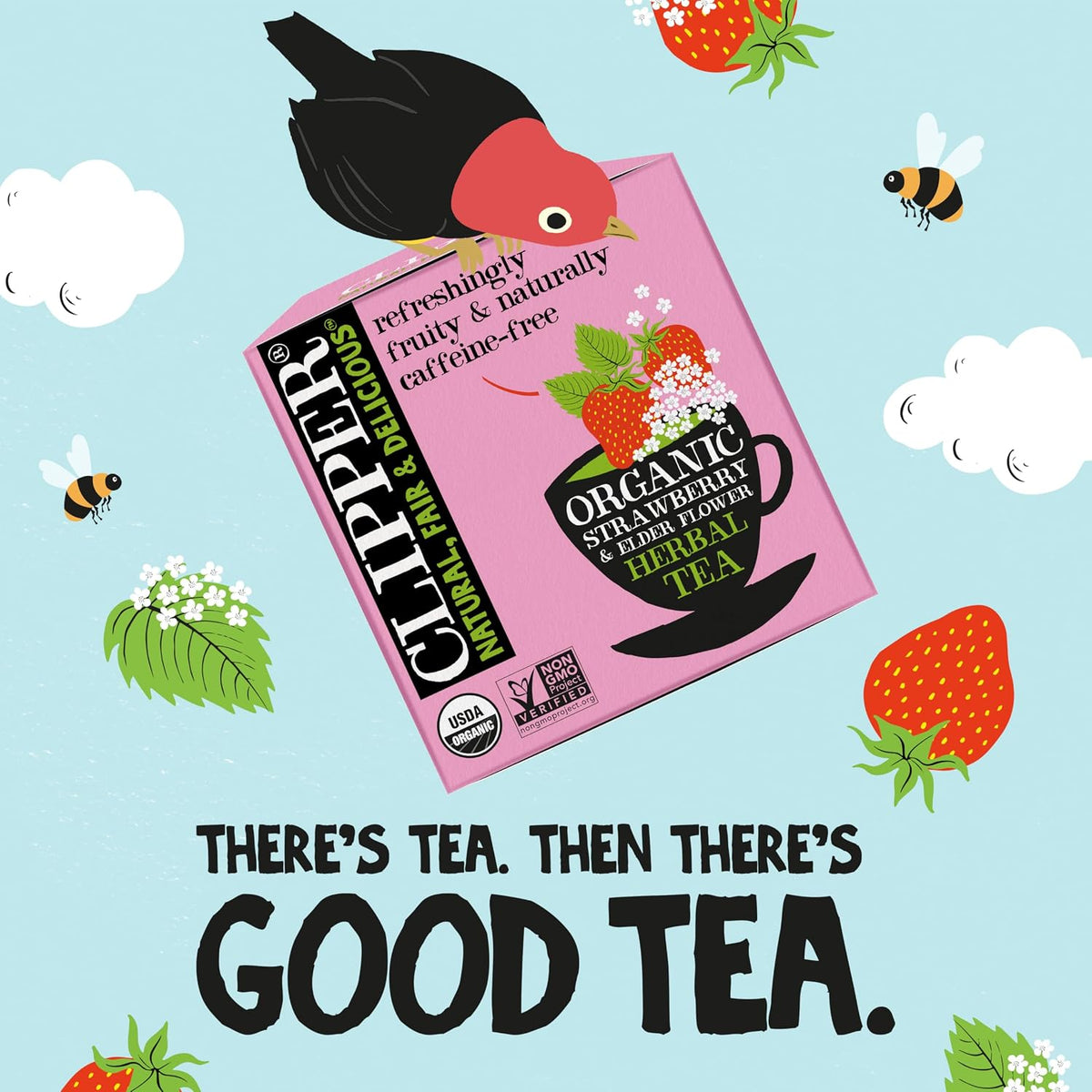 Clipper Organic Strawberry & Elderflower Herbal Tea, 50 Tea Bags