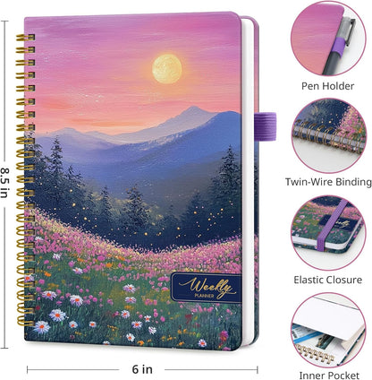 Taja Undated Weekly Planner, Weekly To Do List Notebook with Goal & Habit Tracker Organizer, A5 Weekly Planner Notebook with Spiral Binding, 6.1" x 8.2" - Green