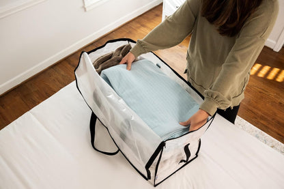 ClearSpace Heavy Duty Moving Bags - Water Resistant Storage Bags with Backpack Straps, Zippers and Handles - Large Moving Boxes for College Dorm, Travel, Closet Organization -, Clear