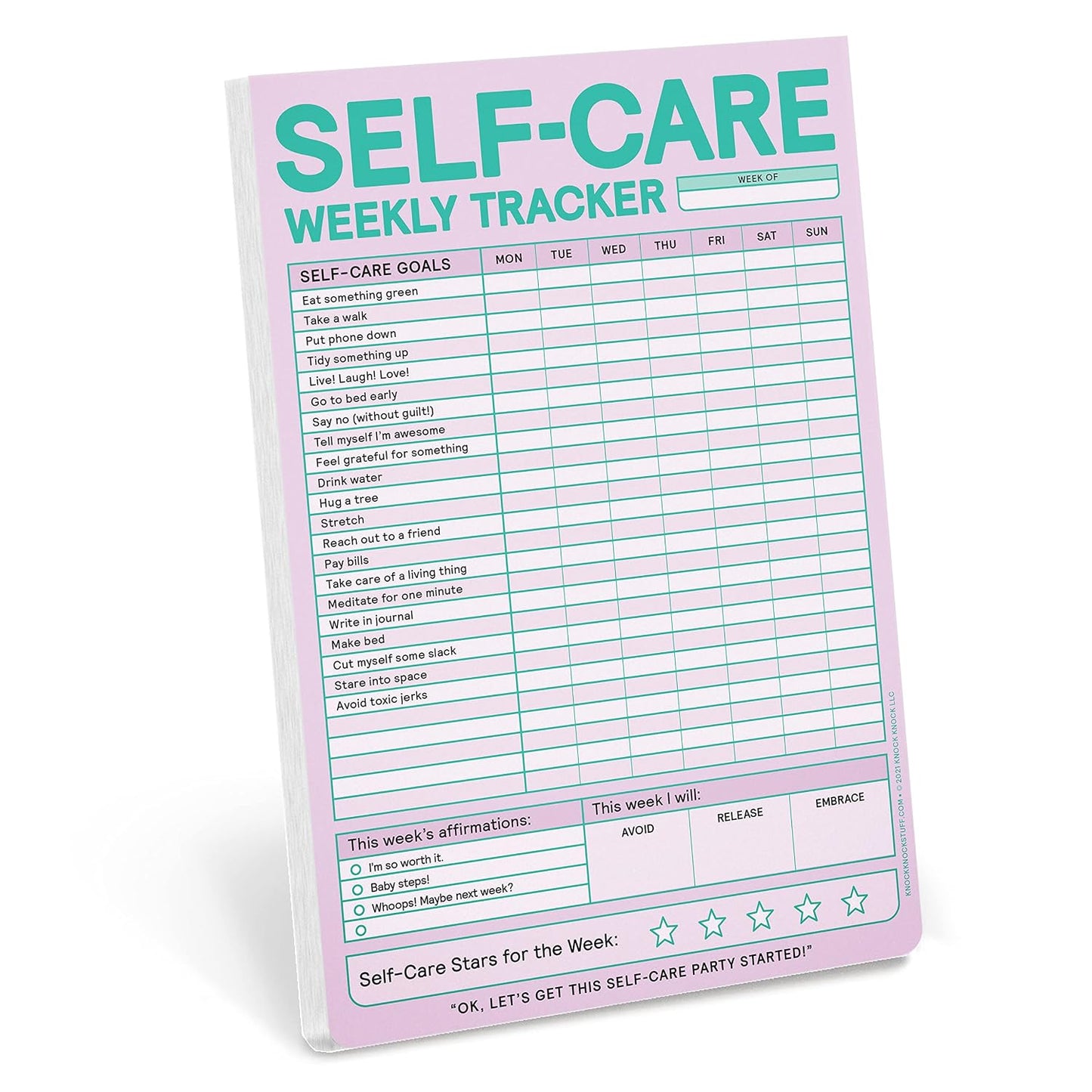 Knock Knock Self-Care Weekly Tracker Pad, Step-by-Step Self-Care Checklist Note Pad (Pastel Version), 6 x 9-inches