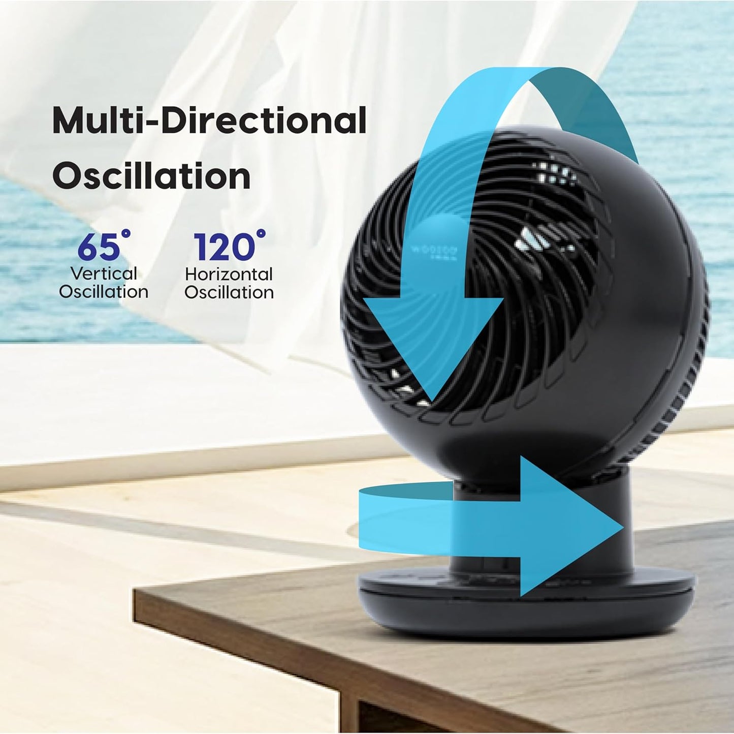 IRIS USA WOOZOO Air Circulator Fan with Remote, Oscillating, 5 Speeds, 82ft Max Air Distance, 90° Adjustable Tilt, 30db Quiet Motor, Small Fan for Bedroom, Office, Dorm, White