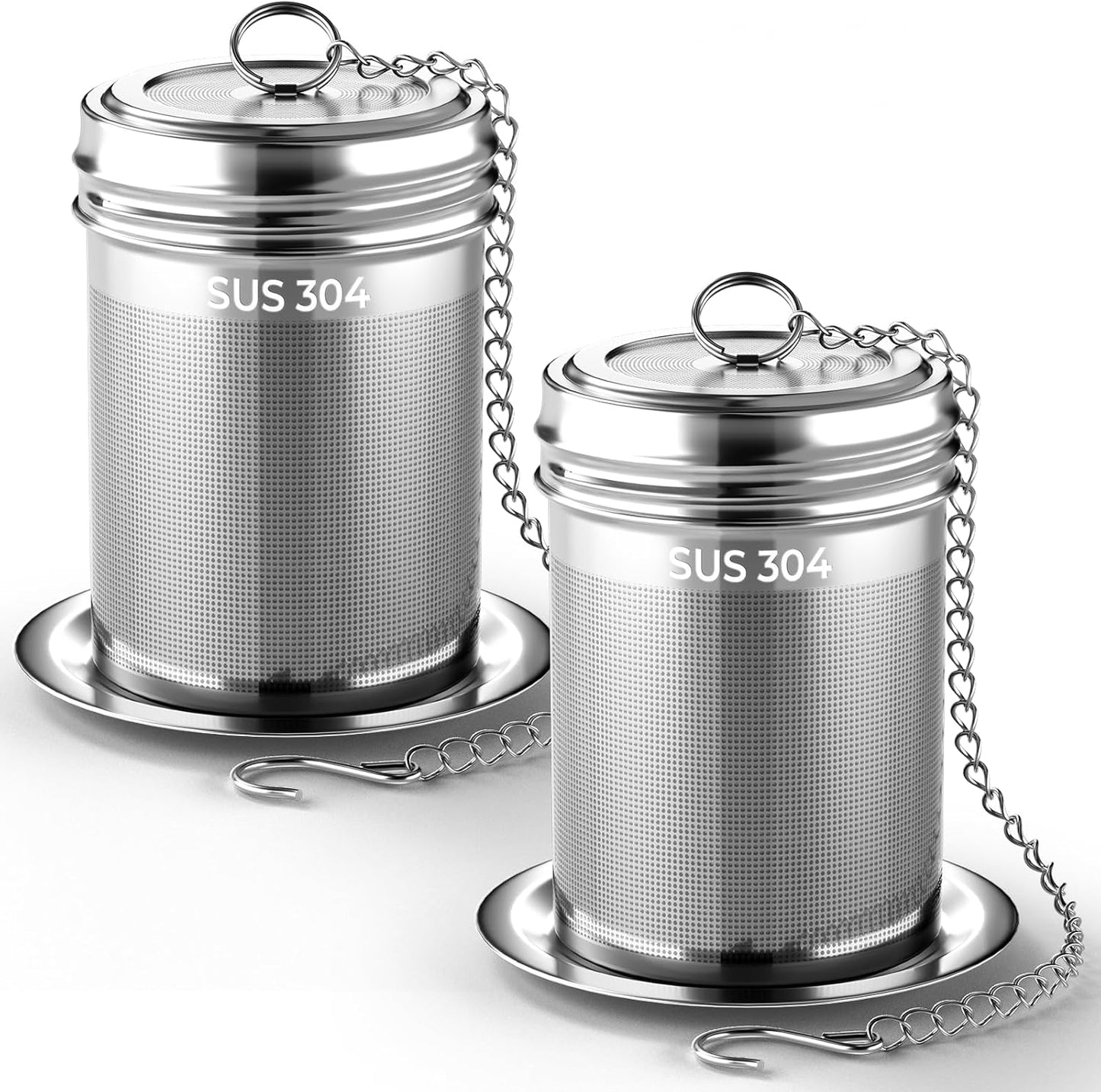 2 Pack Reinmoson Large Tea Infuser for Loose Tea & Spice Infuser for Cooking, 2.1” x 2.9” Extra Fine Mesh Large Tea Strainers, 304 Stainless Steel Loose Leaf Tea Steeper for Black Tea, Rooibos, etc