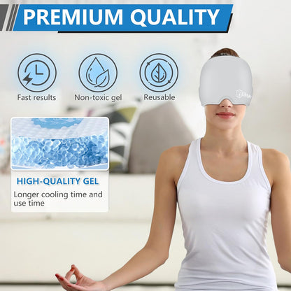 Migraine Relief Cap, All Around Gel Covered Reusable Headache Relief Cap, Black Migraine Cap for Headache Relief, Puffy Eyes