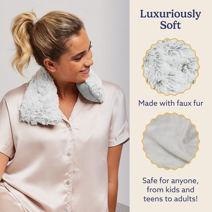 warmies Microwavable Neck & Shoulder Wrap - Weighted Neck Wrap - Microwavable Heat Pack for Shoulders - Chillable Heating Pad with Lavender for Aches & Pain - Marshmallow Gray, 19 x 5 x 3 in, 2 lb