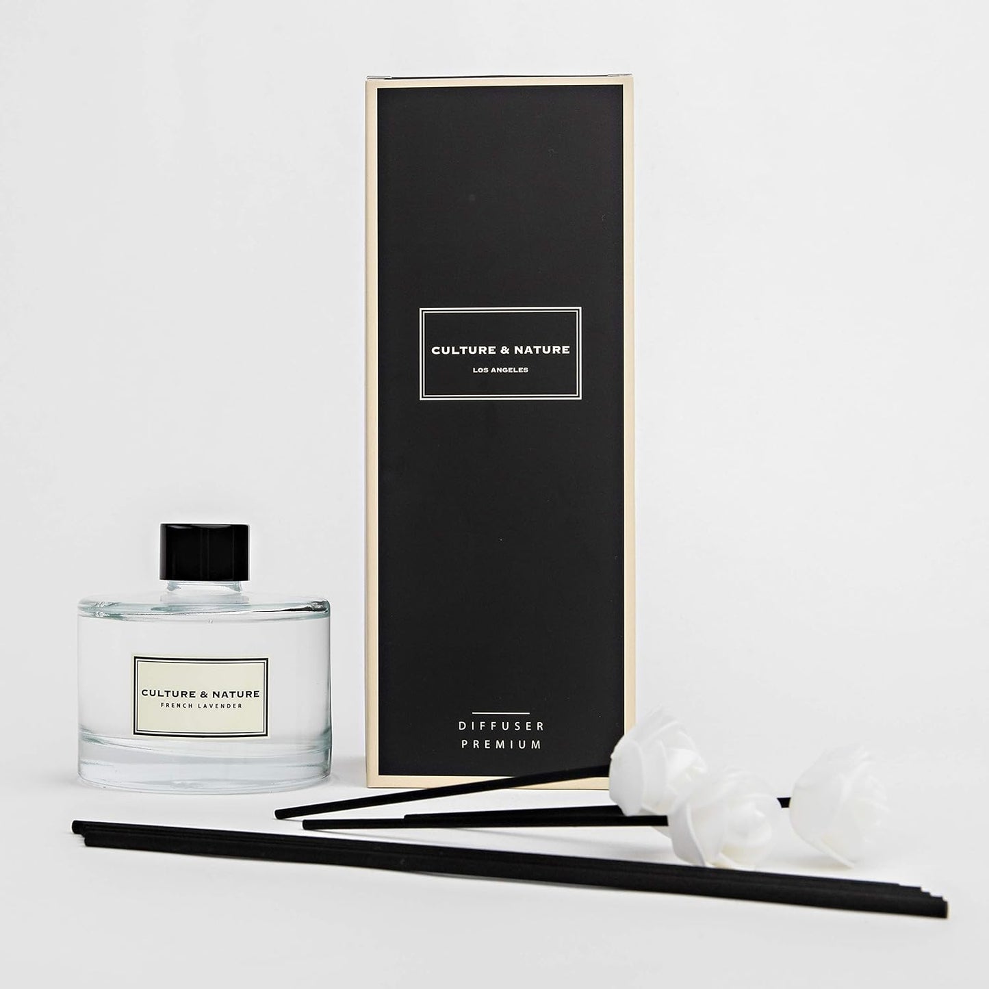 CULTURE & NATURE Reed Diffuser Set 4oz (120ml) Clean Cotton Scented Diffuser with Sticks Home Fragrance Reed Diffuser for Bathroom Shelf Decor