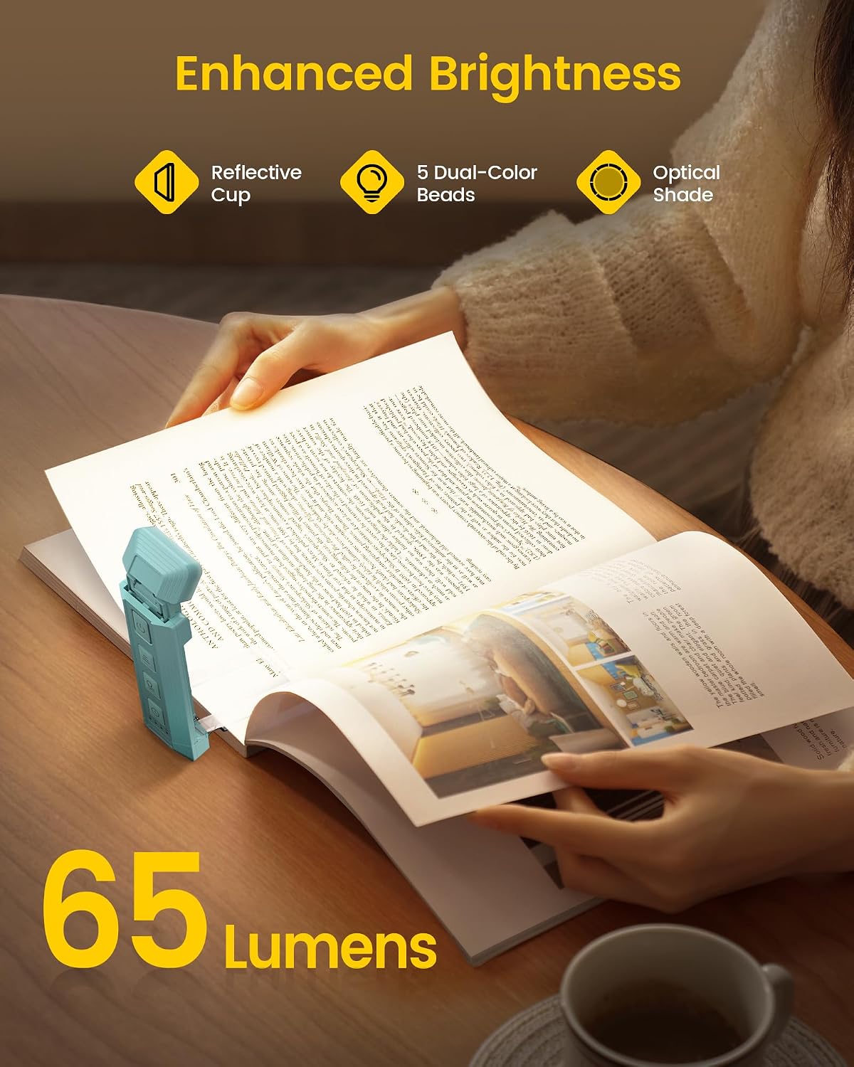 Glocusent Extendable Book Light, Full-Page USB Rechargeable Reading Light
