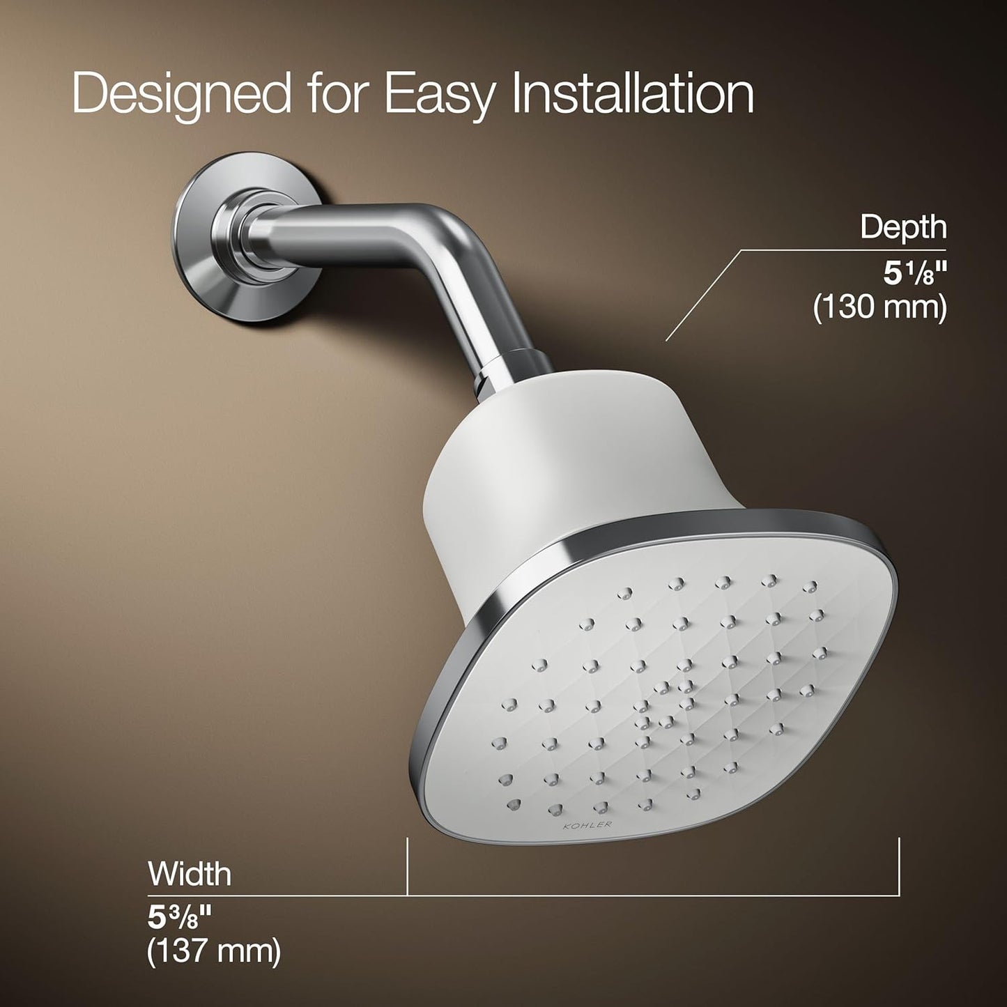 KOHLER 33631-Y-BN Cinq Round Single-Function Filtered Showerhead, Five-Layer Filtration, 2.5 GPM, Full Coverage Spray, Premium Durable Material, Vibrant Brushed Nickel