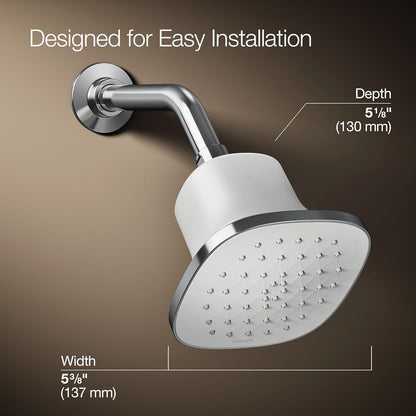 KOHLER 33631-Y-BN Cinq Round Single-Function Filtered Showerhead, Five-Layer Filtration, 2.5 GPM, Full Coverage Spray, Premium Durable Material, Vibrant Brushed Nickel