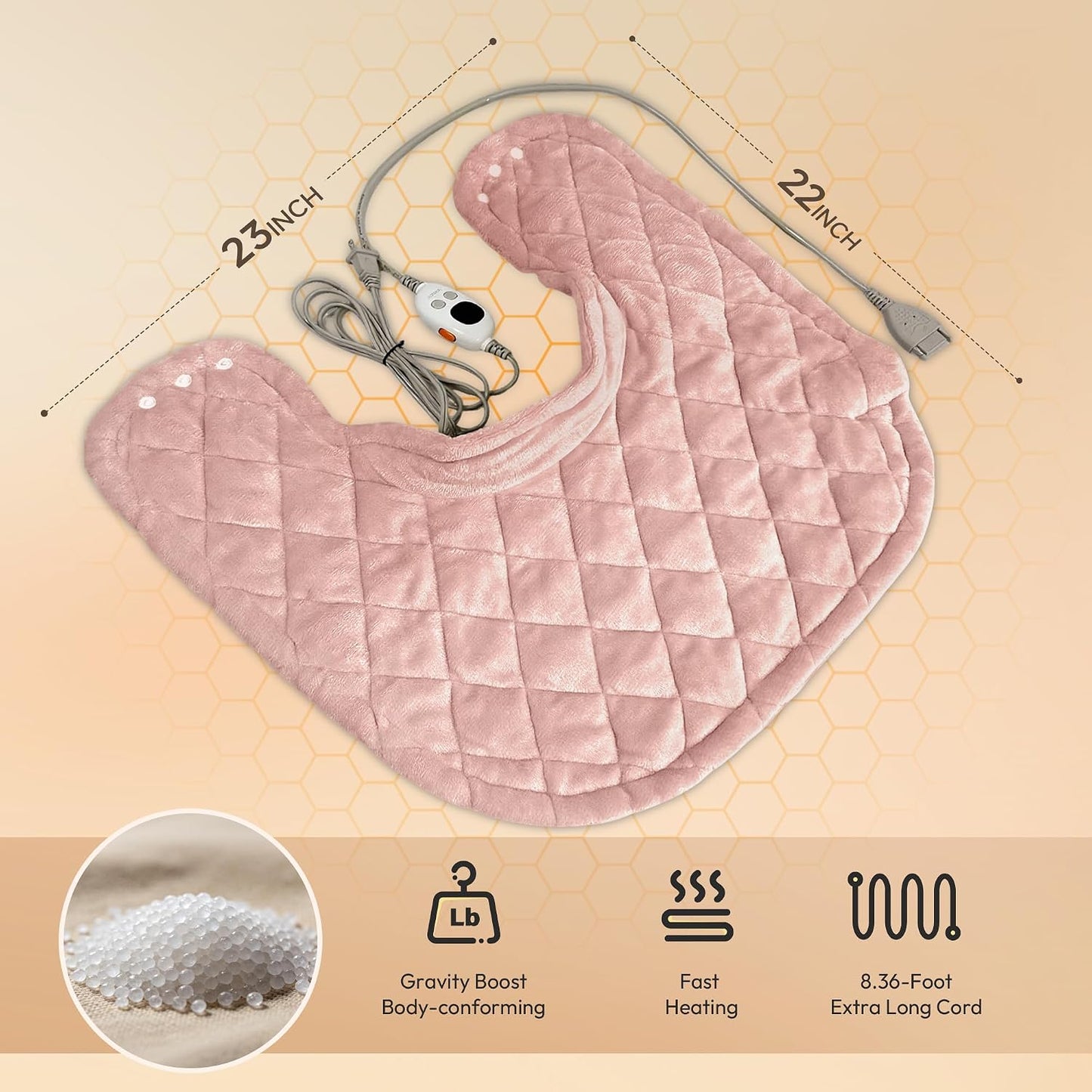 GOTCOZY Heating Pad 12"x24" for Back Pain Relief & Cramps(Rose)