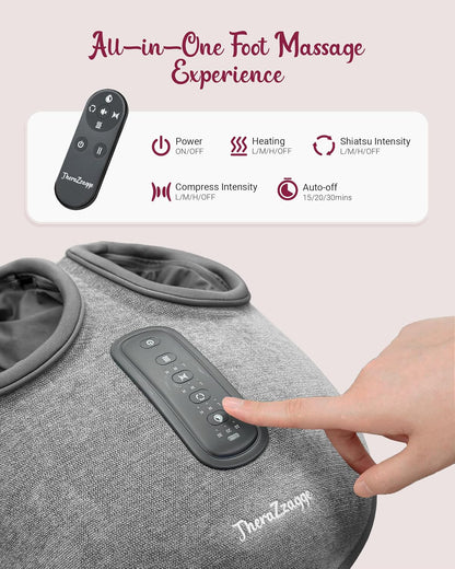 Shiatsu Foot Massager with Heat [2026 Upgraded], Gifts for Him Her, FSA Eligible Deep Kneading Compression, Remote Control, HSA Feet Massage for Plantar Fasciitis, Fits Size 14