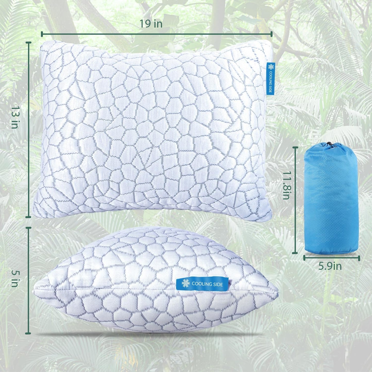 QUTOOL Cooling Pillow for Sleeping, CertiPUR-US Shredded Memory Foam Queen Pillows Set of 2, Cool Pillow for Hot Sleepers Adjustable Firm Pillow for Side, Back, Stomach Sleepers Soft Yet Support,White