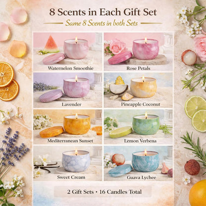 Candles, Scented Candles Gift Set for Women, 8 Pack Fruity Floral Soy Wax Aromatherapy Candles, Travel Tin Candles in Artist Gift Box, Birthday Gifts for Mom, Wife, Sister, Friend, Housewarming