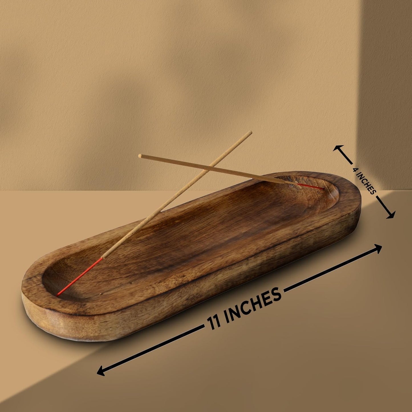 raajsee Wooden Rosewood Incense Holder - Incense Burner - Ash Catcher - Incense Stick Holder - Meditation & Yoga - Great Gift for Any Occasion Size 11x4 inch (Seven Chakra White)