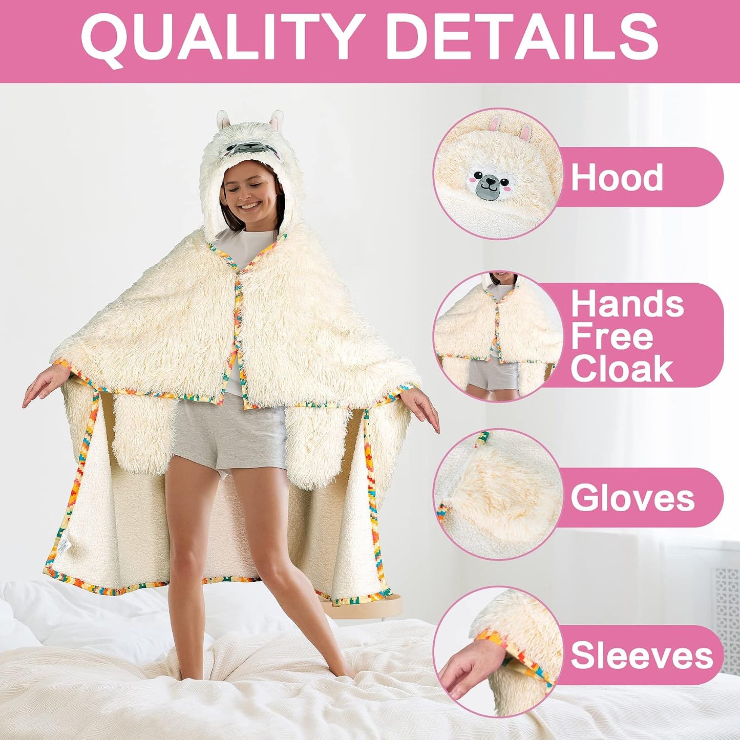 Penguin Wearable Hooded Blanket for Adults – Super Soft Warm Cozy Plush Flannel Fleece & Sherpa Hoodie Throw Cloak Wrap - Penguin Gifts for Women Adults Girls and Kids
