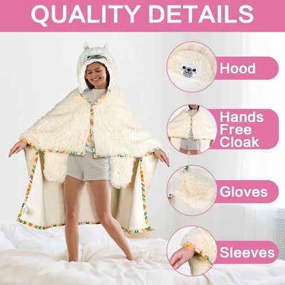 Penguin Wearable Hooded Blanket for Adults – Super Soft Warm Cozy Plush Flannel Fleece & Sherpa Hoodie Throw Cloak Wrap - Penguin Gifts for Women Adults Girls and Kids