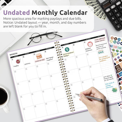 Budget Planner - Monthly Budget Book with Expense Tracker Notebook, Undated Bill Organizer & Finance Planner to Take Control of Your Money, Account Book to Manage Your Finances-Pink