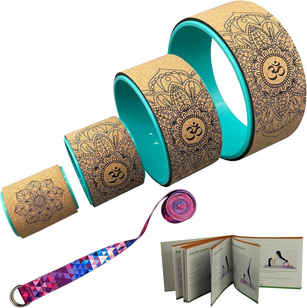 Aozora Yoga Wheel 13" with Most Detailed Book Step by Step Guide on How to Do 30+ Poses! Perfect for Stretching and Improving Backbends