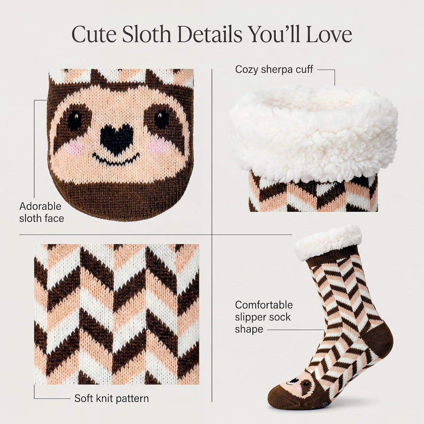 cosyone1997 Fuzzy Slipper Socks for Women Kids with Grips, Cute Animal Sherpa Lined Non-Slip Cozy Winter Socks Gifts