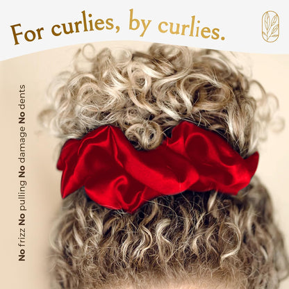 Silk Scrunchies for Women Ponytail Holders – Oversized Mulberry Silk Scrunchies – Extra Large No Damage Hair Ties for Curly, Thick, and Thin - Hair Accessories for Women – Black, XL By Curlfriend