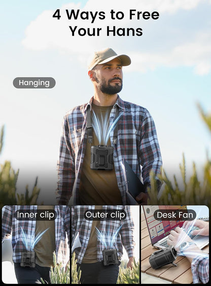 Koonie Waist Clip-on Fan for Shirt, 100 Levels of Speeds, 24H Work Time