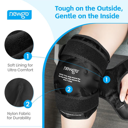 NEWGO Knee Ice Pack Wrap, Ice Pack for Knees Cold Compression Therapy for Knee Replacement Surgery, Arthritis Pain, ACL, Swelling, Sports Injuries (21.7" x 9.8") - Blue