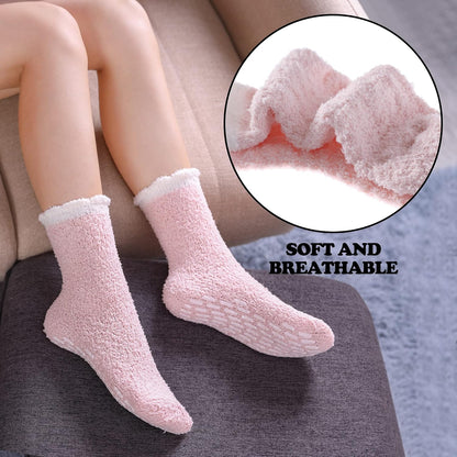 FNOVCO Non Slip Socks for Women Winter Warm Cozy Fuzzy Slipper Socks Soft Fluffy Hospital Socks with Grips