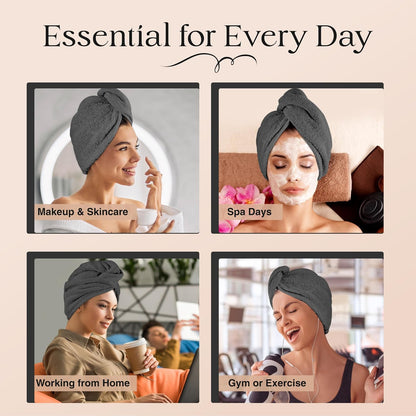Lili&James 100% Cotton Hair Towel Wrap for Women & Kids – 420 GSM Quick Dry Hair Turban with Double Button Loop, Anti Frizz Non Microfiber Hair Drying Towel for Curly, Long & Thick Hair (Lilac)