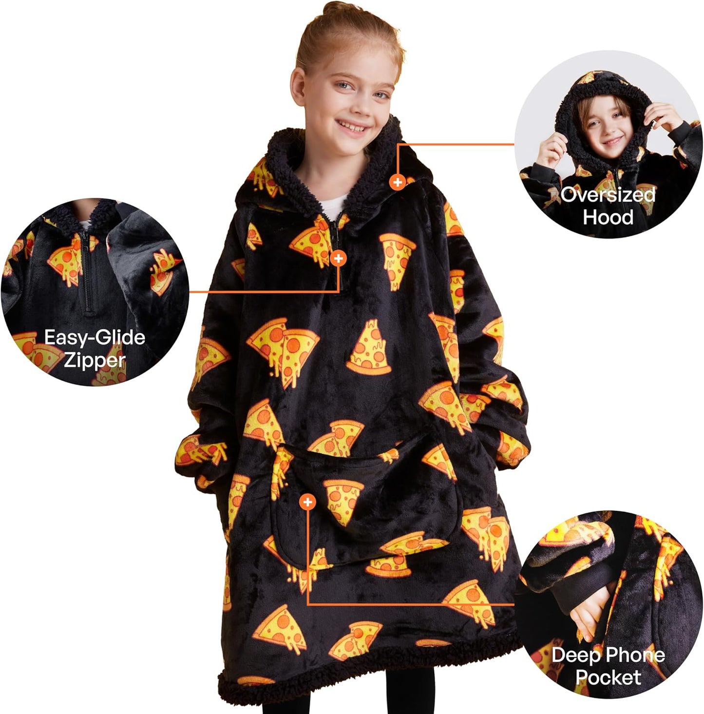 Giggling Getup Wearable Blanket Hoodie for Adults Gifts for Teen Girls Sister Women Sherpa Fleece Printed Hooded Blanket Sweatshirt Warm Cozy with Pocket & Sleeves Beige Cat