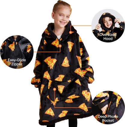 Giggling Getup Wearable Blanket Hoodie for Adults Gifts for Teen Girls Sister Women Sherpa Fleece Printed Hooded Blanket Sweatshirt Warm Cozy with Pocket & Sleeves Beige Cat