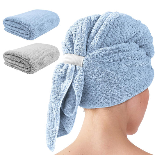 my novel things Large Microfiber Hair Towel for Women Long Curly Hair 2PK