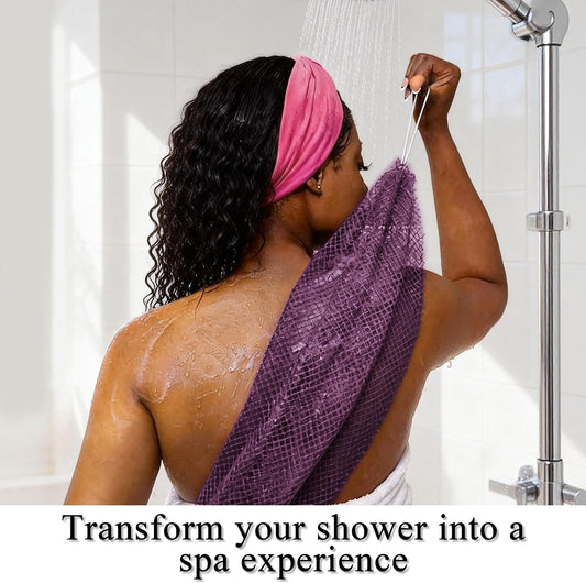SubSahara Authentic African Net Sponge - 2 Pack Exfoliating Bath & Shower Loofah Sponge for Body & Face, Gentle Scrubber for All Skin Types, Travel, Durable Polyester (Olive Green & Light Green)