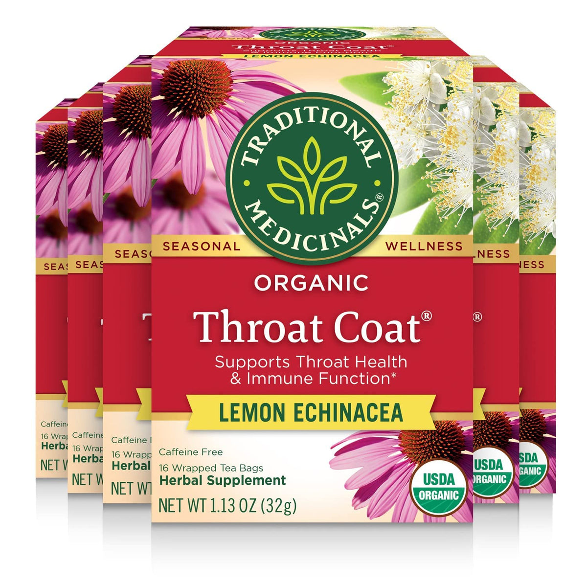 Traditional Medicinals Organic Throat Coat Lemon Echinacea, 96 Tea Bags