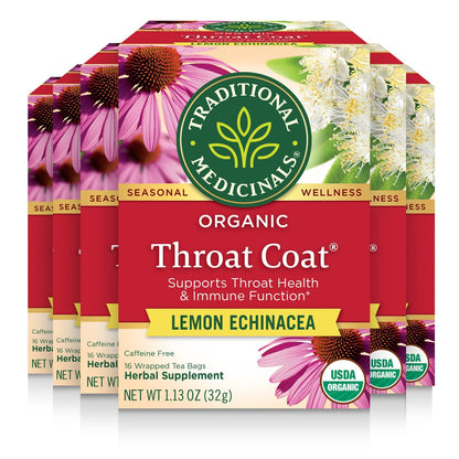 Traditional Medicinals Organic Throat Coat Lemon Echinacea, 96 Tea Bags